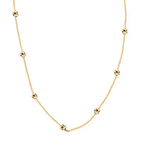 Italian 10K Yellow Gold Beaded Necklace 18 Inches 1.2 Grams