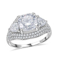 D'Joy Moissanite (Cush 9x9mm) Ring in Rhodium Over Sterling Silver (Size 7.0) 4.80 ctw - Sticky add to cart bar