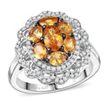 D'Joy Tanzanian Mandarin Garnet and White Zircon 2.80 ctw Ring in Rhodium Over Sterling Silver - Sticky add to cart bar