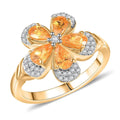 D'Joy Tanzanian Mandarin Garnet, White Zircon Yellow Water Buttercup Ring in 18K Vermeil YG Over Sterling Silver (Size 7.0) 1.60 ctw - Sticky add to cart bar