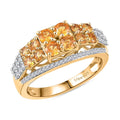 D'Joy Tanzanian Mandarin Garnet, White Zircon Crown Ring in 18K Vermeil YG Over Sterling Silver (Size 10.0) (Del. in 10-12 Days) 2.20 - Sticky add to cart bar