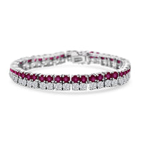 Epic Deal Niassa Ruby (FF), Moissanite Bracelet in Rhodium Over Sterling Silver (6.50 In) 19.92 ctw