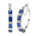 Premium Kashmir Kyanite 6.75 ctw Midnight Heirloom Hoop Earrings in Rhodium Over Sterling Silver - Sticky add to cart bar