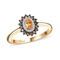 D'Joy Tanzanian Mandarin Garnet, Multi Gemstone Ring in 18K Vermeil YG Over Sterling Silver (Size 10.0) 0.80 ctw