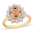 Rhapsody AAAA Marropino Morganite and E-F VS2 Diamond 2.95 ctw Ring in 18K Yellow Gold (Size 10.0) 5.15 Grams - Sticky add to cart bar