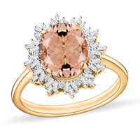 Rhapsody AAAA Marropino Morganite and E-F VS2 Diamond 2.95 ctw Ring in 18K Yellow Gold (Size 10.0) 5.15 Grams