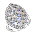 Karis Moon Glow Moonstone and White Zircon 4.10 ctw Galaxy Ring in Platinum Bond - Sticky add to cart bar