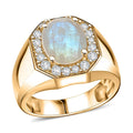 Karis Moon Glow Moonstone, White Zircon Men's Ring in 18K YG Plated (Size 10.0) 4.50 ctw - Sticky add to cart bar