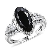 Karis Thai Black Spinel and White Zircon 4.60 ctw Ring in Platinum Bond (Size 10.0)