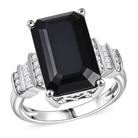 Karis Thai Black Spinel and White Zircon 12.25 ctw Ring Platinum Bond (Size 10.0)