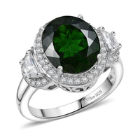 D'Joy Premium Chrome Diopside, Moissanite Ring in Rhodium Over Sterling Silver (Size 10.0) 5.90 ctw