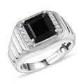 Karis Thai Black Spinel, White Zircon Men's Ring in Platinum Bond (Size 10.0) 5.40 ctw - Sticky add to cart bar