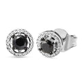 D'Joy Black Diamond (IR) Solitaire Stud Earrings in Rhodium Over Sterling Silver 0.35 ctw - Sticky add to cart bar