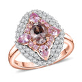 D'Joy Premium Pink Morganite, Multi Gemstone Ring in 18K Vermeil RG Over Sterling Silver (Size 7.0) 2.25 ctw - Sticky add to cart bar