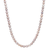 Multi Color Freshwater Pearl Rice Shape Necklace in Rhodium Over Sterling Silver 18 Inches