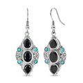 Karis Thai Black Spinel and Sleeping Beauty Turquoise 7.25 ctw Starlit Ocean Earrings in Platinum Bond - Sticky add to cart bar
