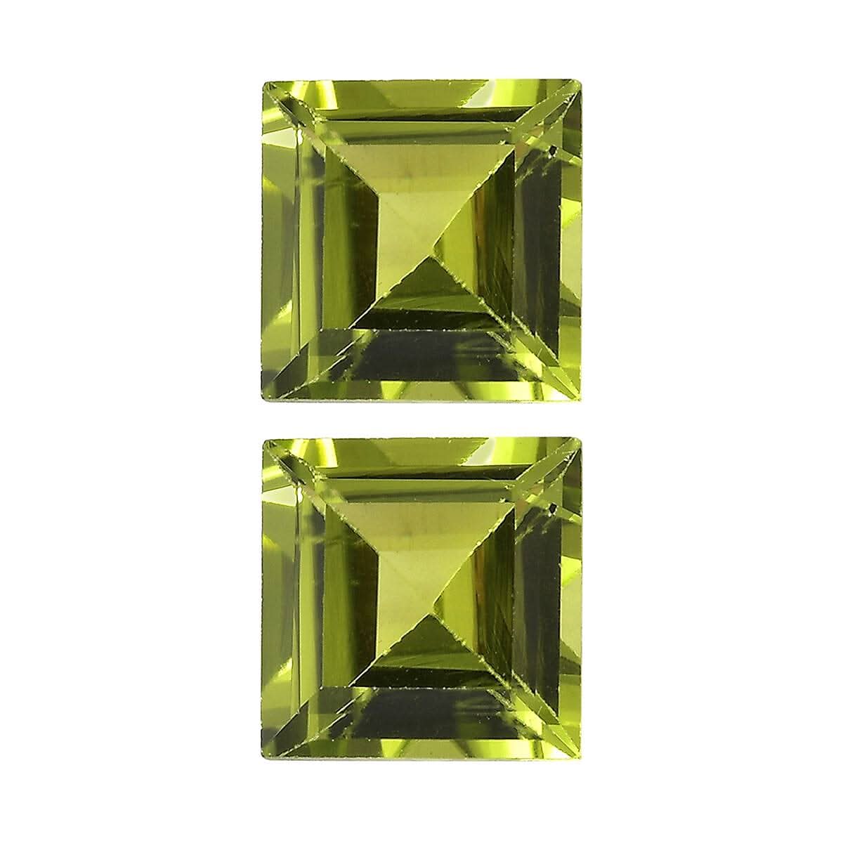 Set of 2 Peridot (Sqr 7 mm) 3.14 ctw Loose Gemstone