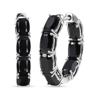 Karis Thai Black Spinel 16.60 ctw Inside-out Hoop Earrings in Platinum Bond