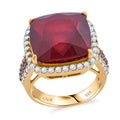 Premium Niassa Ruby (FF) and Multi Gemstone 21.90 ctw Royal Reflection Ring in 18K Vermeil Yellow Gold Over Sterling Silver - Sticky add to cart bar