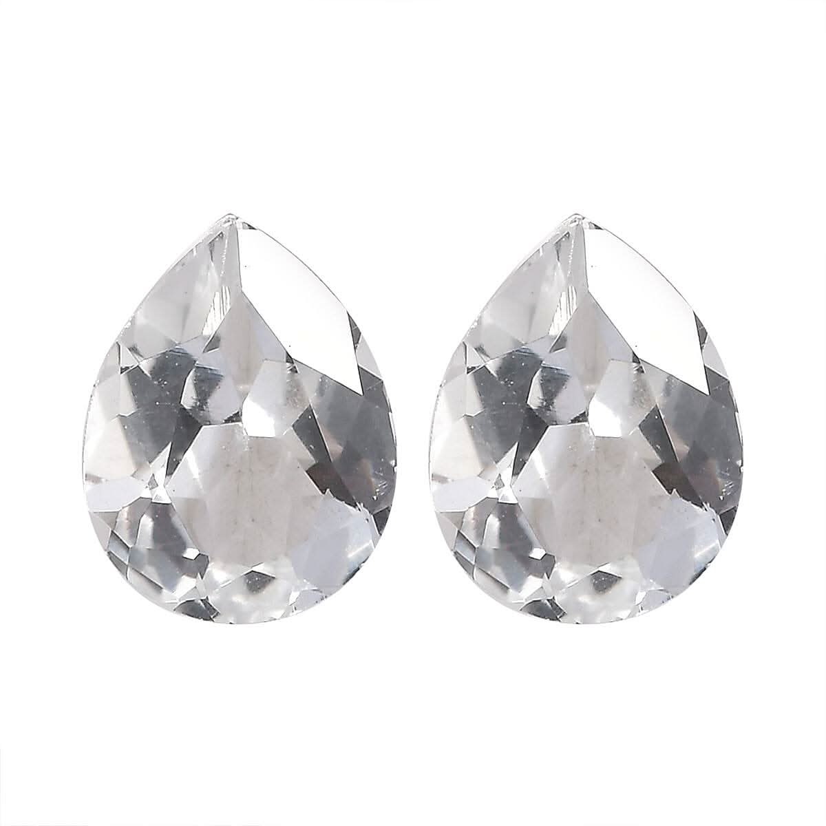 White Topaz Set of 2 (Pear 8x6 mm) 2.44 ctw Loose Gemstone