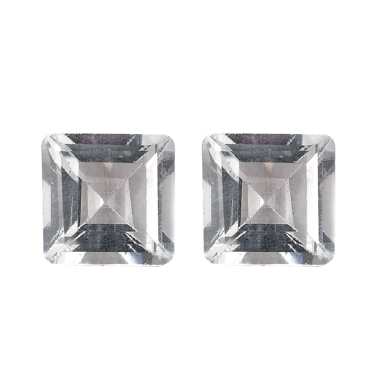 White Topaz Set of 2 (Sqr 6 mm) 2.10 ctw Loose Gemstone