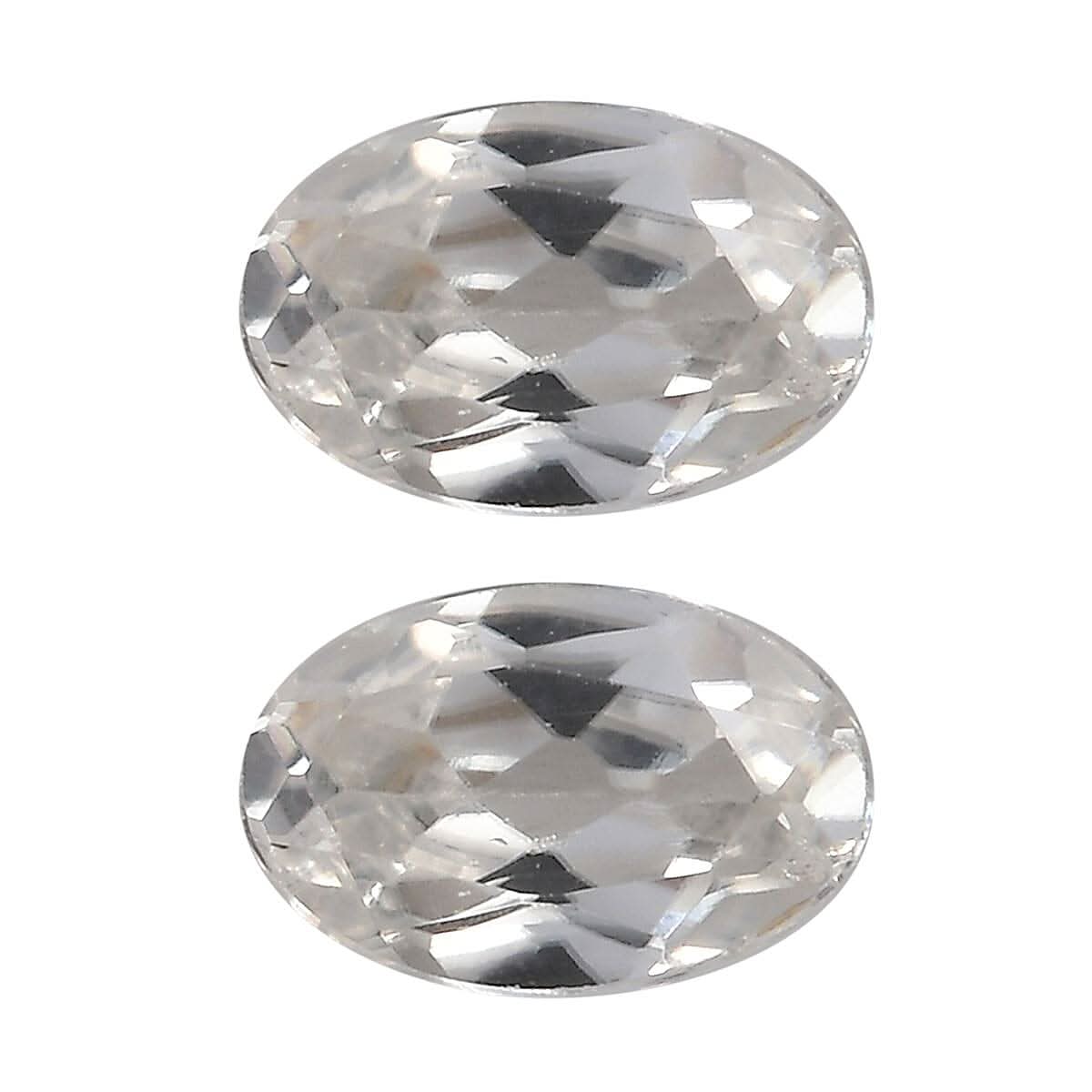 White Zircon Set of 2 (Ovl 6x4 mm) 1.28 ctw Loose Gemstone