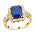 10K Yellow Gold Premium Tanzanian Blue Spinel (DF), Luxuriant Lab Grown Diamond (G-H, SI) Ring (Size 10.0) 4.40 ctw - Sticky add to cart bar