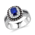 Premium Tanzanian Blue Spinel (DF), Champagne White Zircon Ring in Rhodium Over Sterling Silver (Size 10.0) 2.75 ctw - Sticky add to cart bar