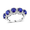 Premium Tanzanian Blue Spinel (DF), Moissanite Ring in Rhodium Over Sterling Silver (Size 10.0) 3.60 ctw - Sticky add to cart bar