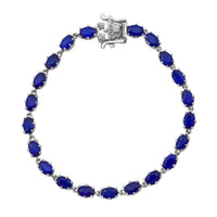 Epic Deal Premium Tanzanian Blue Spinel (DF) Crown Bracelet Over Rhodium Over Sterling Silver (6.50 In) 11.00 ctw