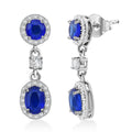 Tanzanian Blue Spinel (DF) and White Zircon 4.35 ctw Dangle Earrings in Rhodium Over Sterling Silver - Sticky add to cart bar