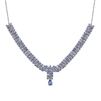 D'Joy Tanzanite 8.50 ctw Dynasty in Blue Necklace 18 Inches in Rhodium Over Sterling Silver