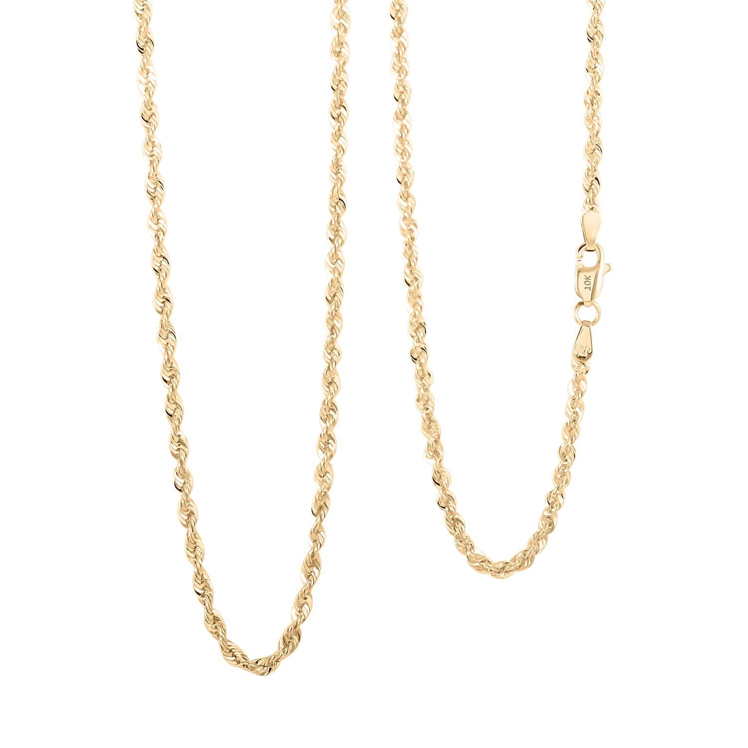 2.5mm Diamond-cut Rope Chain Necklace in 10K Yellow Gold 3.60 Grams 20 Inches