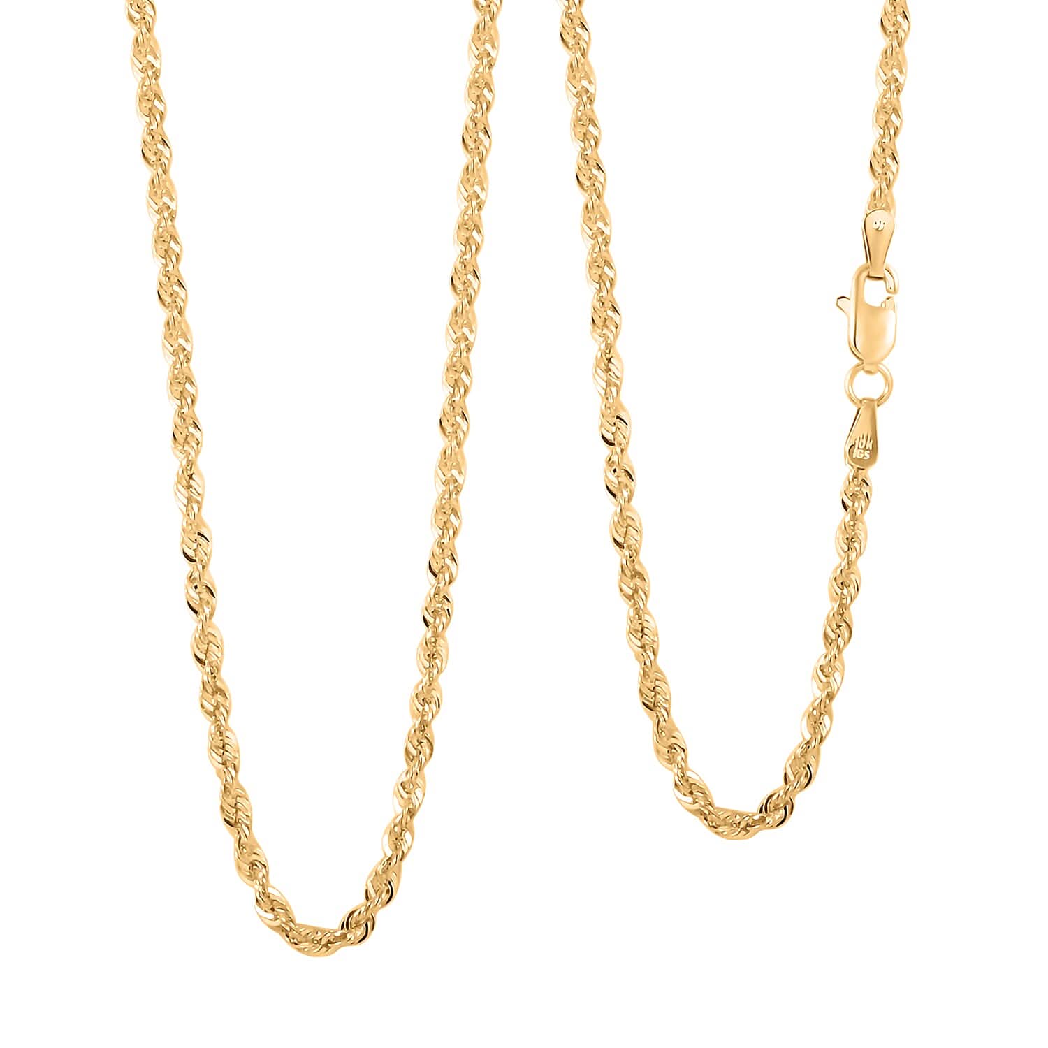 2.5mm Diamond-cut Rope Chain Necklace in 10K Yellow Gold 3.70 Grams 22 Inches