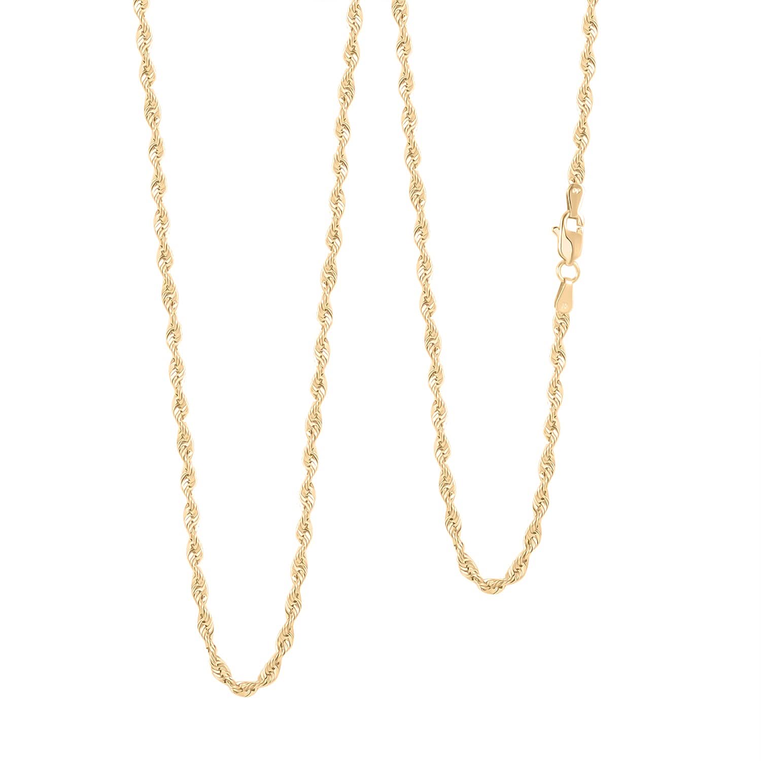 2.5mm Diamond-cut Rope Chain Necklace in 10K Yellow Gold 4.1 Grams 24 Inches