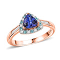 Luxoro 10K Rose Gold Premium Tanzanite, Paraiba Tourmaline, Natural Pink and White Diamond (I2) (0.15 cts) Ring (Size 10.0) 1.00 ctw - Sticky add to cart bar