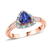 Luxoro 10K Rose Gold Premium Tanzanite, Paraiba Tourmaline, Natural Pink and White Diamond (I2) (0.15 cts) Ring (Size 10.0) 1.00 ctw