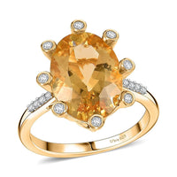 D'Joy Yellow Labradorite and Moissanite 5.50 ctw Cosmic Orbit Ring in 18K Vermeil Yellow Gold Over Sterling Silver (Size 10.0)