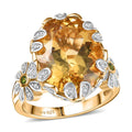 D'Joy Yellow Labradorite and Multi Gemstone 8.80 ctw Ring in 18K Vermeil Yellow Gold Over Sterling Silver (Size 10.0) - Sticky add to cart bar