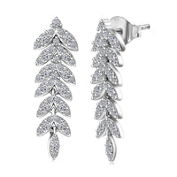 Luxuriant Lab Grown Diamond G-H SI 1.00 ctw Whispering Leaves Earrings in Rhodium Over Sterling Silver