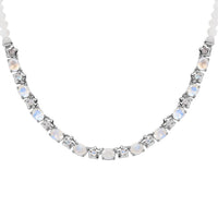 Karis Moon Glow Moonstone and Moonstone 29.75 ctw Necklace 18-20 Inches in Platinum Bond