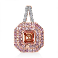 Asscher Cut Luxuriant Lab Grown Pink Diamond (IR) (VS) and Lab Grown Diamond 1.50 ctw Rose Radiance Pendant without Necklace in 10K Rose Gold