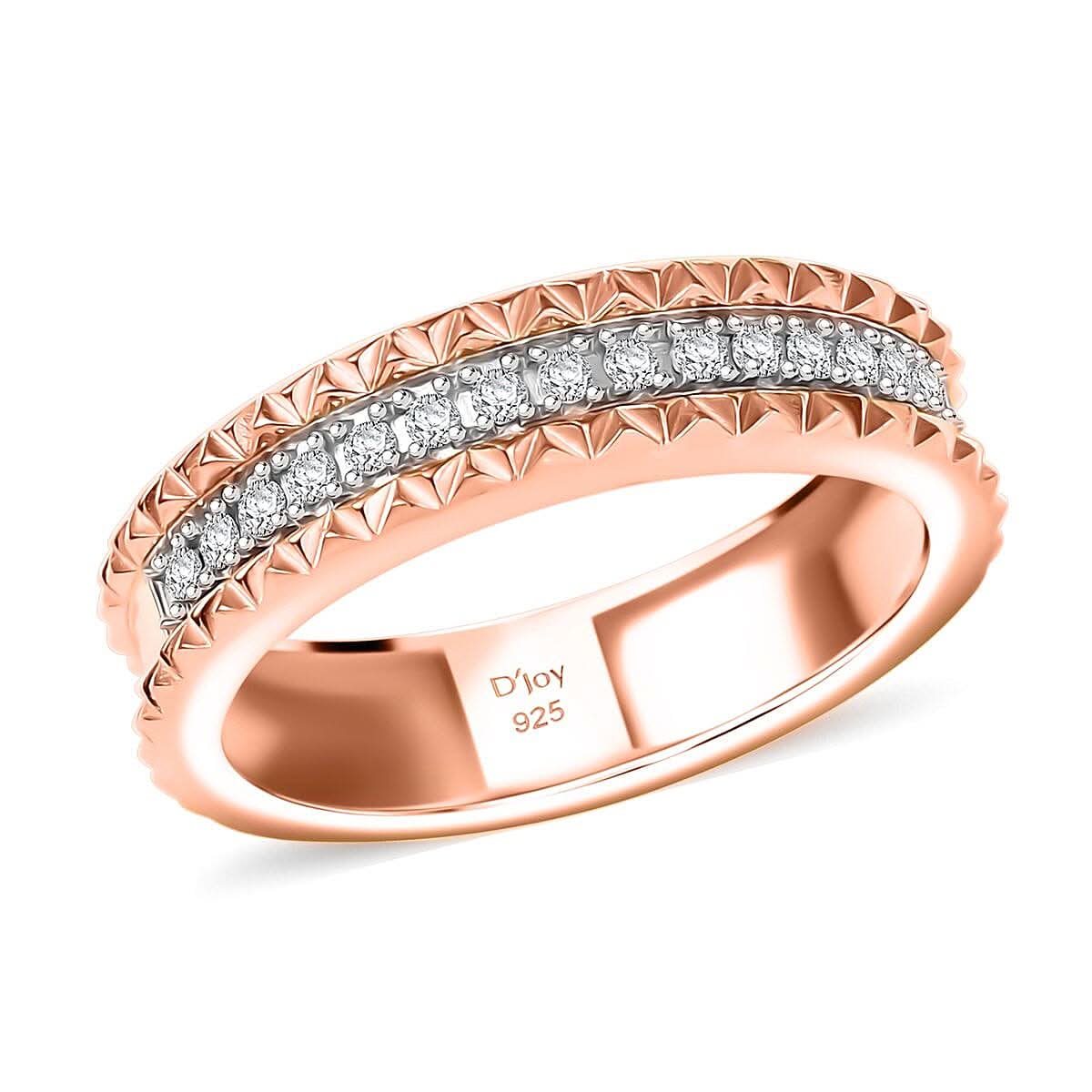 D'Joy White Diamond  Ring in 18K RG VermeilSterling Silver 0.15 ctw