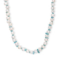White Fresh Water Pearl and Betroka Blue Apatite 25.00 ctw Necklace in Rhodium Over Sterling Silver 18 Inches - Sticky add to cart bar