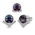 Certified & Appraised AAA Luxuriant Lab Grown Color Change Sapphire and G-H SI Lab Grown Diamond 3.54 ctw Earrings in 10K White Gold - Sticky add to cart bar