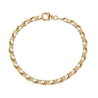 Luxoro Heart Link Bracelet in 10K Yellow Gold (6.50 In) 4.65 Grams