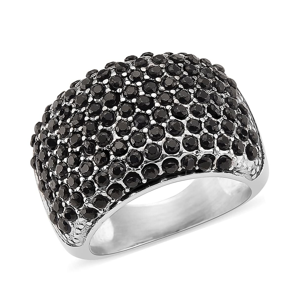 Thai Black Spinel 1.00 ctw Dome Ring in Stainless Steel (Size 10.0)