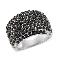 Thai Black Spinel 1.00 ctw Dome Ring in Stainless Steel (Size 10.0)
