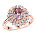 D'Joy Premium Pink Morganite and Moissanite 2.00 ctw Ring in 18K Vermeil Rose Gold Over Sterling Silver (Size 10.0) - Sticky add to cart bar