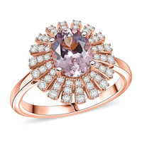 D'Joy Premium Pink Morganite and Moissanite 2.00 ctw Ring in 18K Vermeil Rose Gold Over Sterling Silver (Size 10.0)